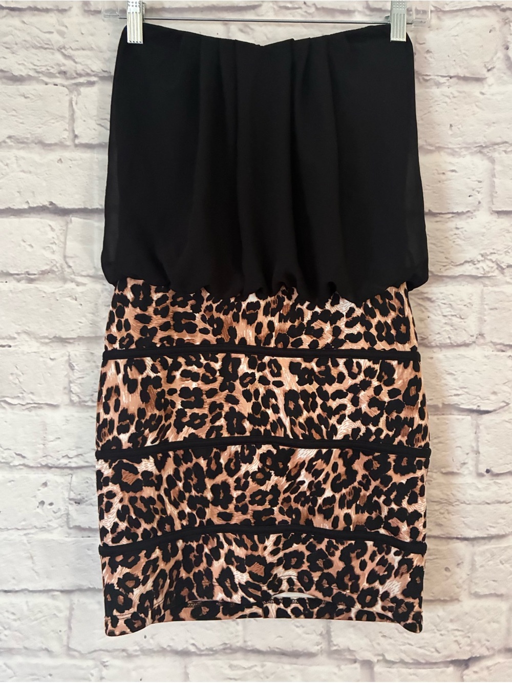 Mystic Black and Leopard Print Women’s Mini Dress - Small